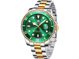 Lurelia Relógio Masculino, Data/calendário, Luminoso, Aço Inoxidável, Vidro Mineral, Resistente À Água 30m, Verde