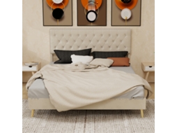 Cama 160x200 Bege Encosto Macio Design Atual VOLTEDGE