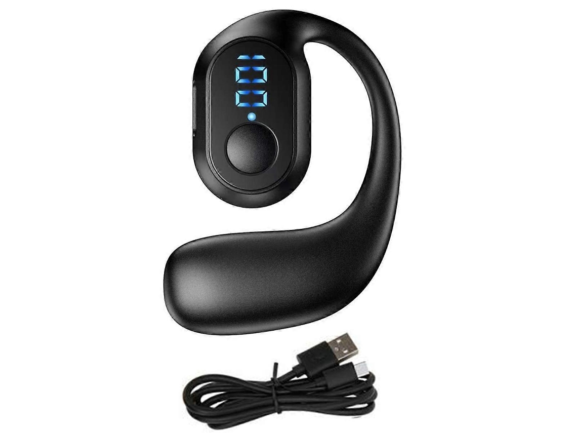 Fones De Ouvido Sem Fio Bluetooth 5.3 Com Visor Digital, Uma Orelha, Parte Traseira Aberta, Preto Ly Ebike