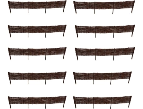 Conjunto De 10 Orlas De Jardim - 100 Cm X 20 Cm - Natural - Feito À Mão - Para Canteiros, Hortas, Canteiros - Vedações De Jardim
