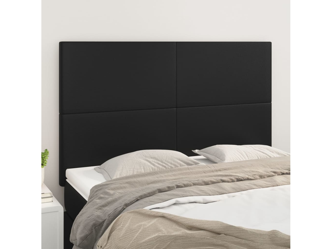 Cabecero de 4 piezas de piel sintética, 72 x 5 x 78/88 cm, color negro