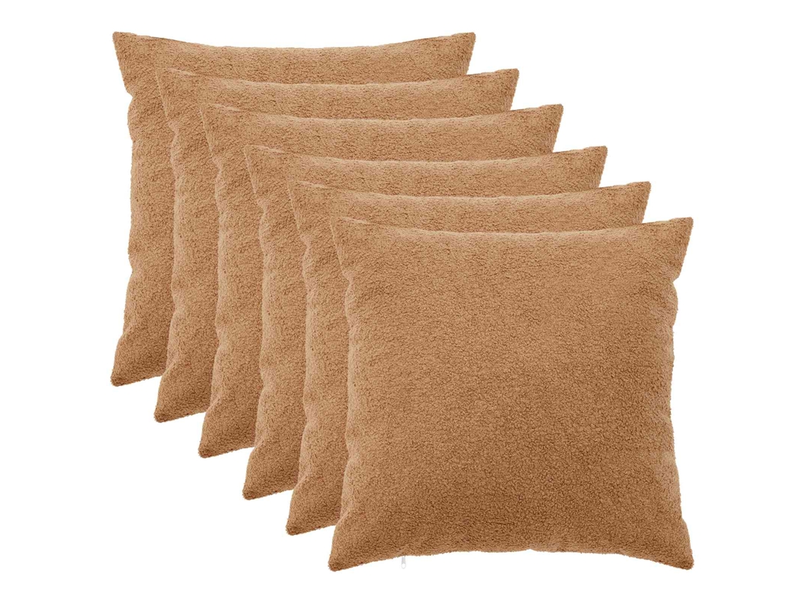 Vidaxl Capa Almofada 6 Pcs Heerlen Bege 55 X 55 Cm Bouclé