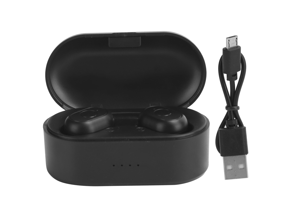 Auriculares Estéreo Binaurales Inalámbricos Bluetooth 5.0 con estuche de carga y control en negro