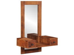 Vidaxl Espelho De Parede Com Gavetas 60x33x90 Cm Acácia Madeira Maciça