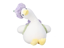 Mali brinquedo de Pato Floral de Pelúcia Macio com Chapéu Floral e Mochila Roxo 35cm