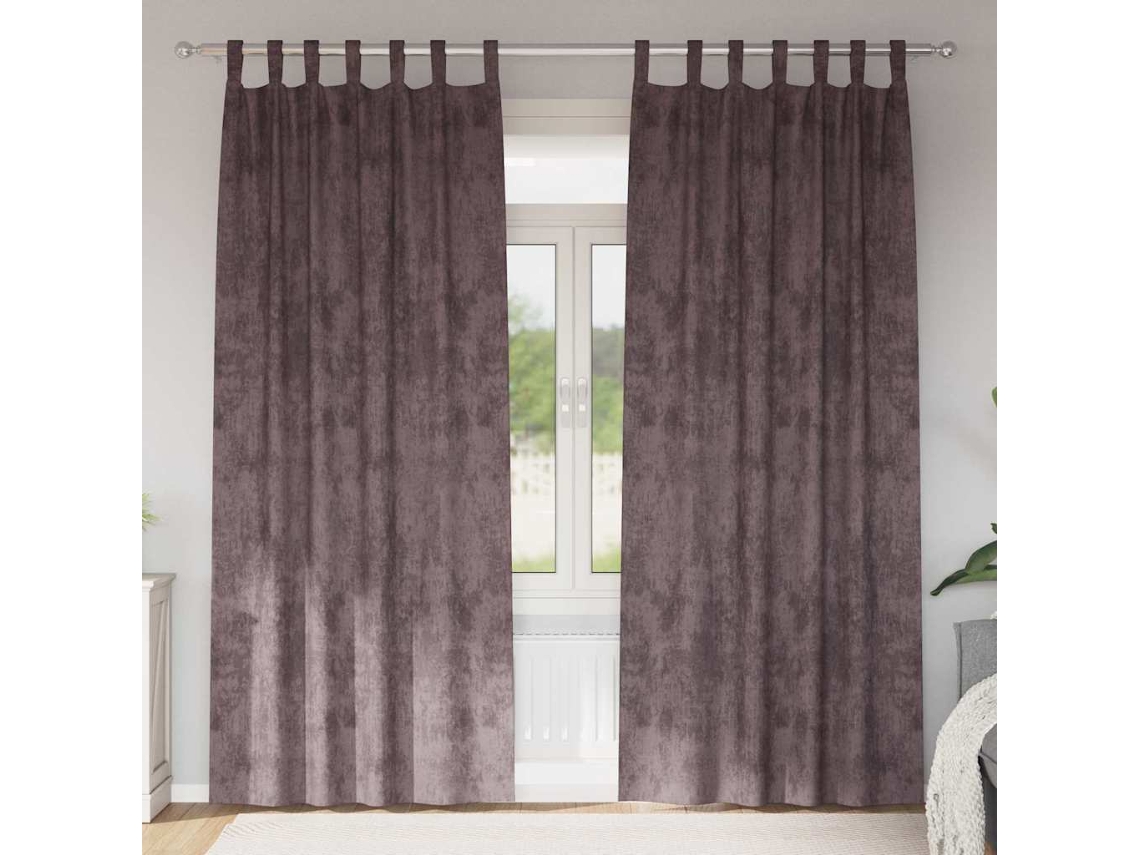 Vidaxl Cortinas De Veludo 2 Unid. Castanho 225 X 140 Cm Veludo