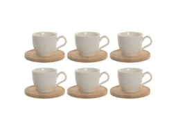 Conjunto De 6 Chávenas Com Prato Home Esprit Branco Bambu Porcelana 90 Ml