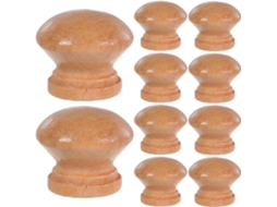 Conjunto De 10 Puxadores Madeira Para Gavetas, Formato Redondo De Cogumelo, Com Pegada Confortável E Fácil Instalação