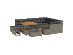 Conjunto 12 Sofá De Jardim Vidaxl Cinzento-claro Vime Pe (100 X 100 X 71 Cm)