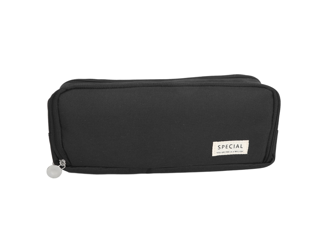 Estuche De Lápices Grande Capacidad Multipropósito Bolsa De Lona Portátil Para Colegio Oficina Negro