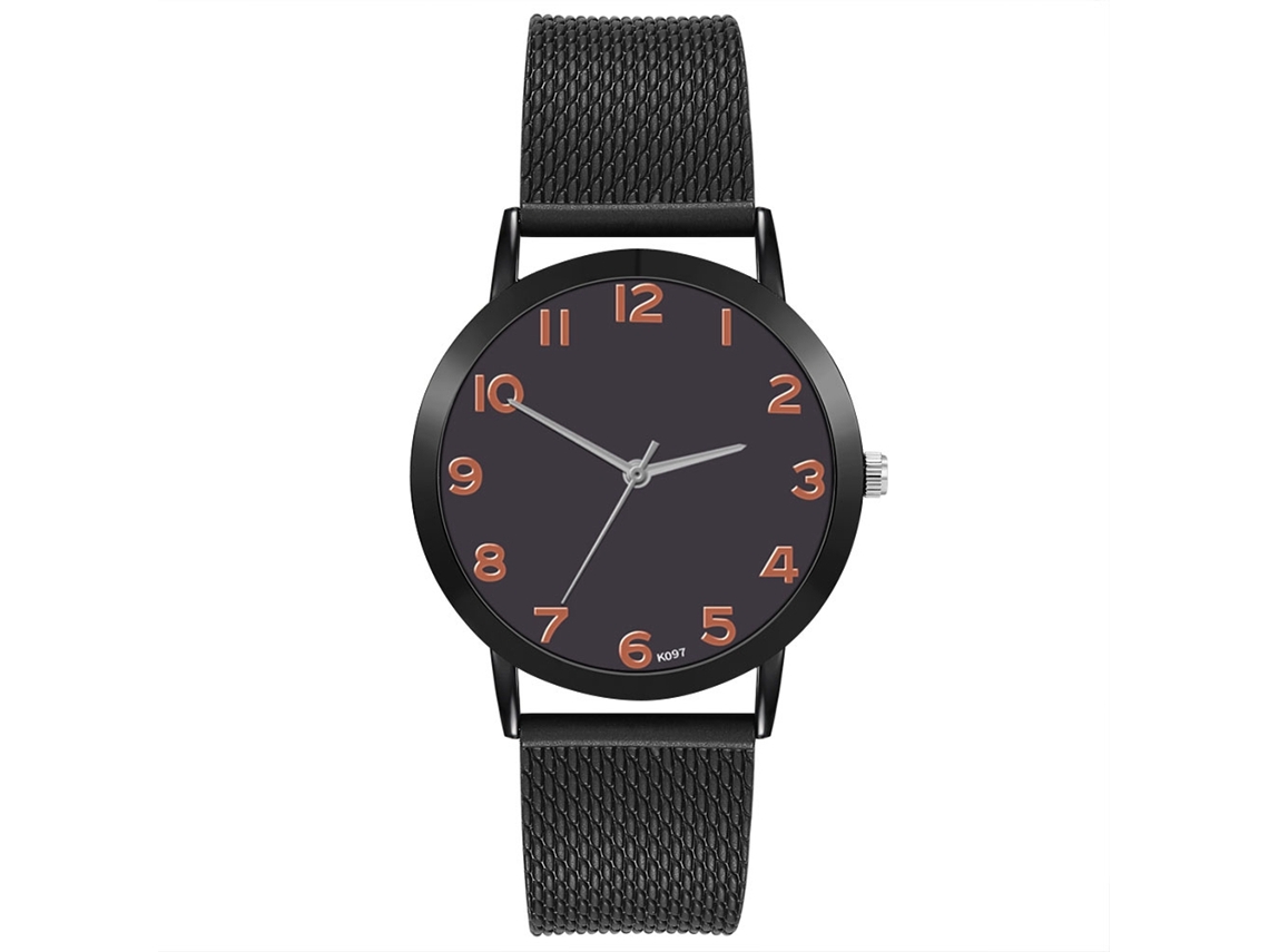 Relógio de pulso Zhoulianfa Black Quartz para homens e mulheres com mostrador redondo e pulseira de plástico.