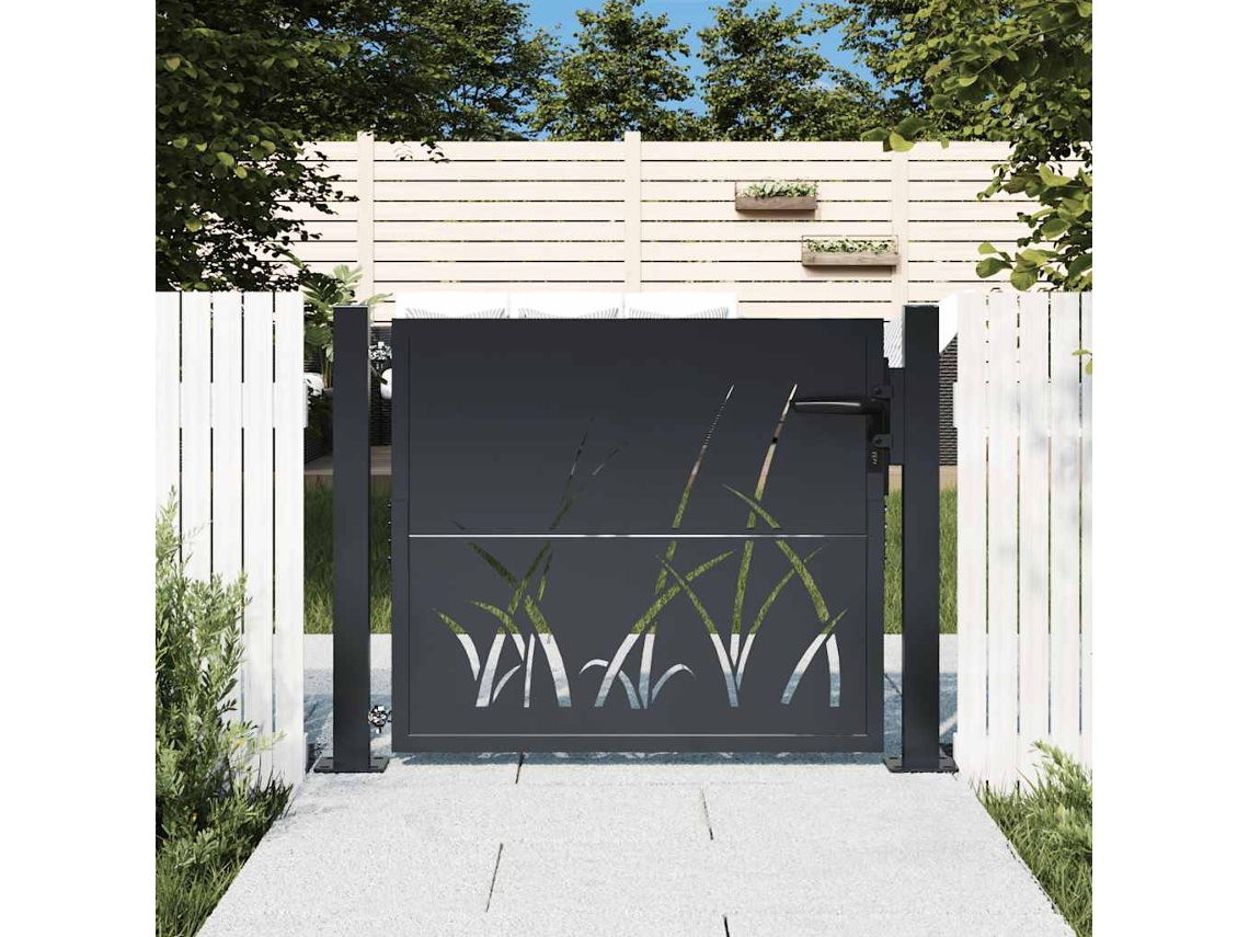 Vidaxl Portão De Jardim Antracite 100x75 Cm Aço Design Grama