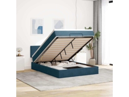 Vidaxl Estrutura De Cama Otomana Com Colchão 140x200 Cm Azul Escuro