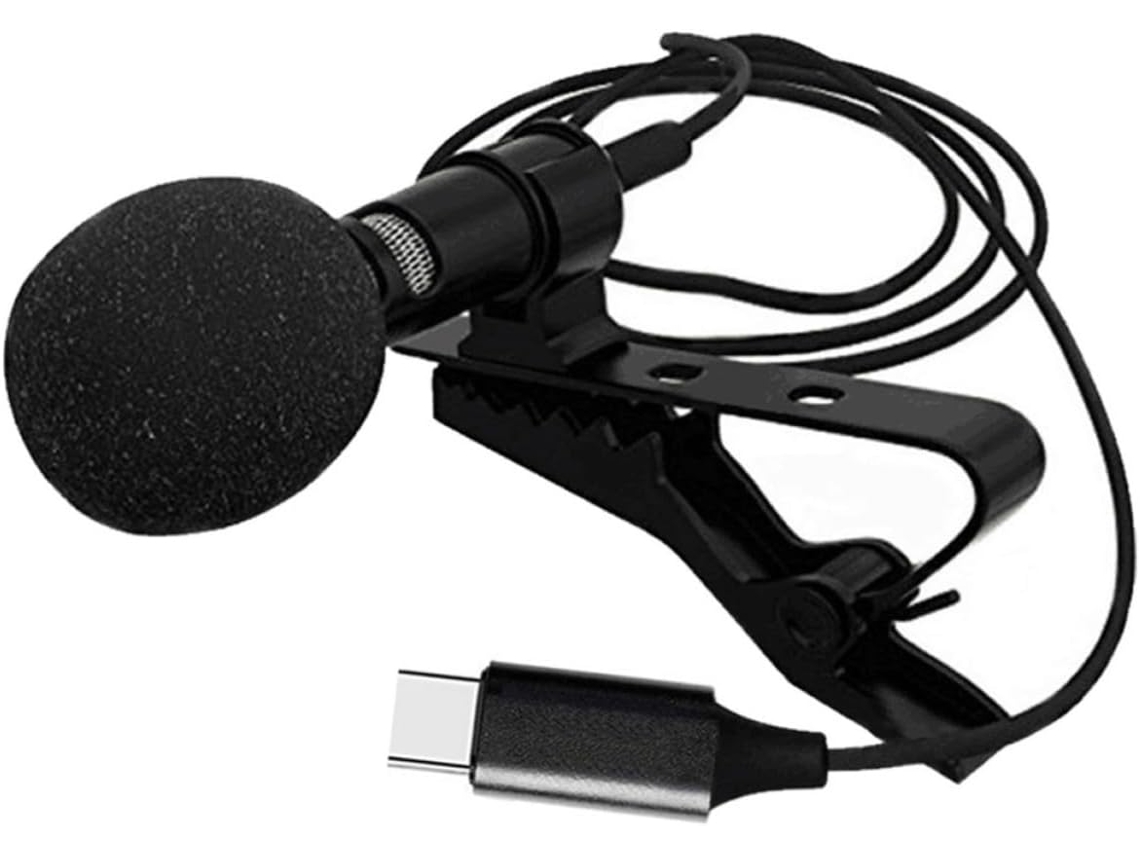 Mini Microfone De Lapela Para Celulares Com Entrada Tipo-c, Feito De Metal E Plástico.