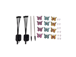 2 Conjunto Luzes Solares Jardim Borboleta Balançante Led Decorativa Ferro Ip65