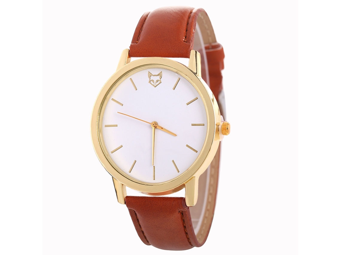 Relógio de Pulso Feminino Casual de Quartzo com Pulseiro de Couro Pu Zhoulianfa (café Escuro)