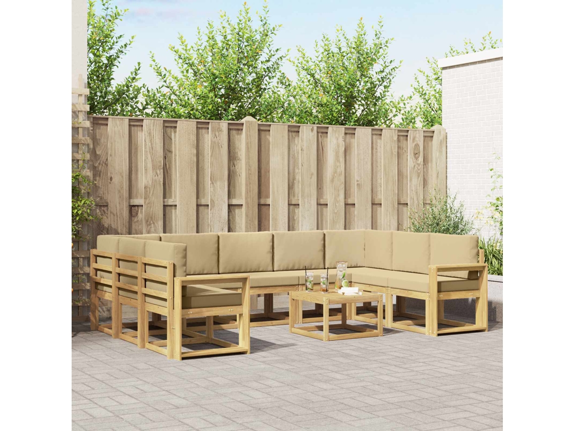 Vidaxl Conjunto De Sofás Para Exterior 10 Unid. Branco E Bege