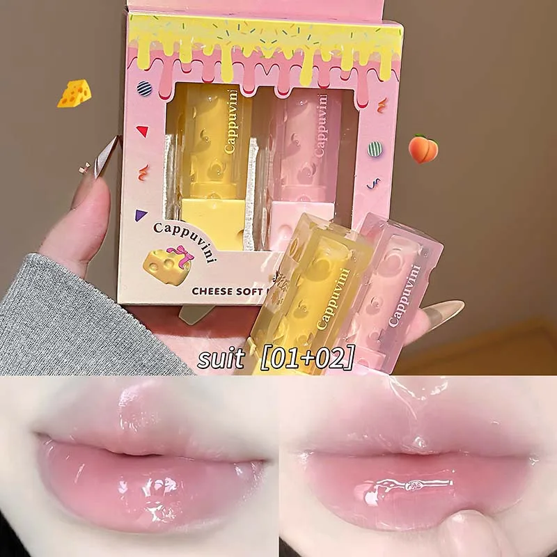 Conjunto De Bálsamo Labial Com Queijo, Hidrata E Reduz As Linhas Dos Lábios.