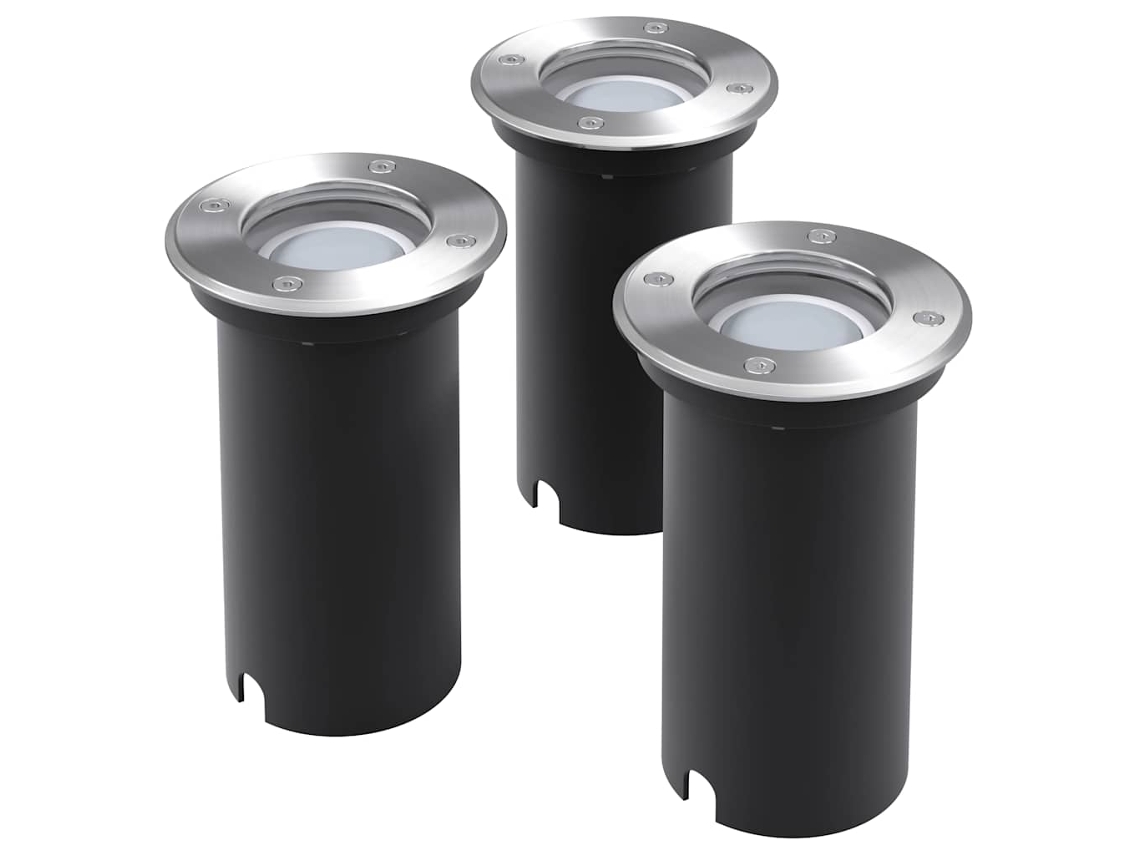 Vidaxl Iluminação Led P/ Piso Exterior, 3 Pcs, Redondo