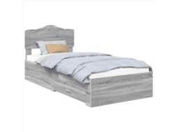 Estrutura da Cama Cinza Sonoma em Madeira Processada 90x200 cm MAISON EXCLUSIVE