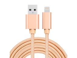 Cabo Usb de 3m 3a com Cabeça de Metal Tecido 8 Pin para Dados e Carregamento Ouro XIAOMOYU