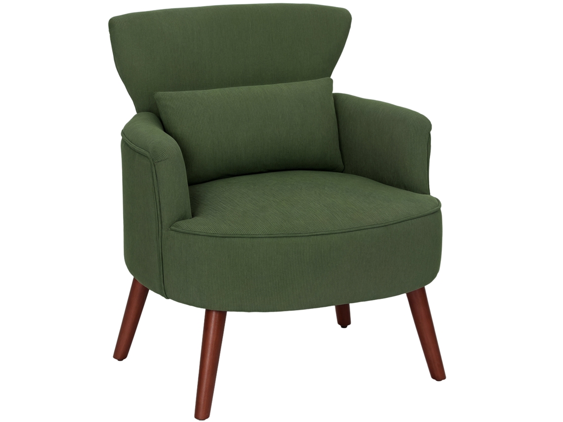 Poltrona Moderna Estofada Almofada Lombar Verde