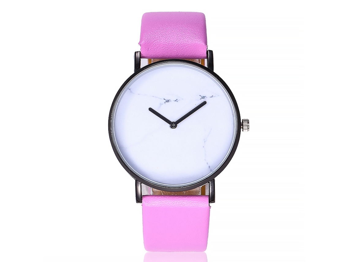 Relógio de Pulso Feminino de Quartzo com Pulseira Pu Estilo Simples Vansvar Rosa