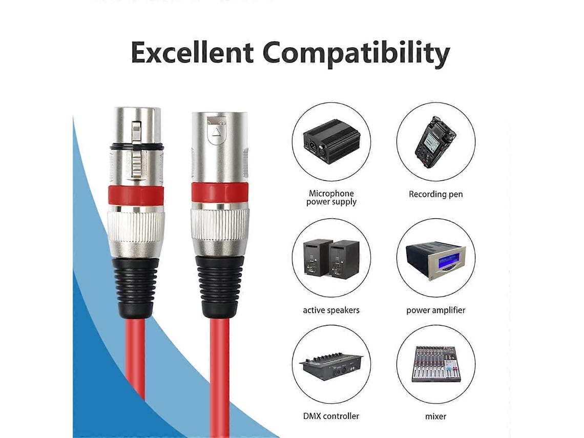Pacote com 10 cabos XLR macho e fêmea de 3 pinos para microfone XLR balanceado para gravação de mixer de microfone Slowmoose