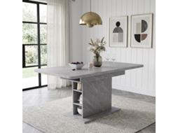 Mesa De Jantar Retangular Com Armazenamento, Extensível, Ferro Moderno, Economiza Espaço, Efeito Concreto