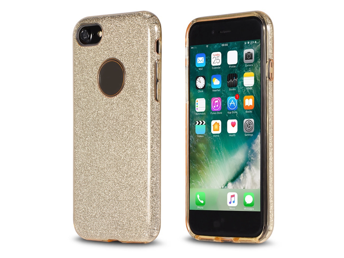 Capa LAXISCREED para Iphone 8 Dourado Glitter 2 em 1