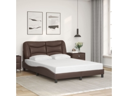 Estrutura Cama C/ Cabeceira 120x200cm Couro Artificial Castanho