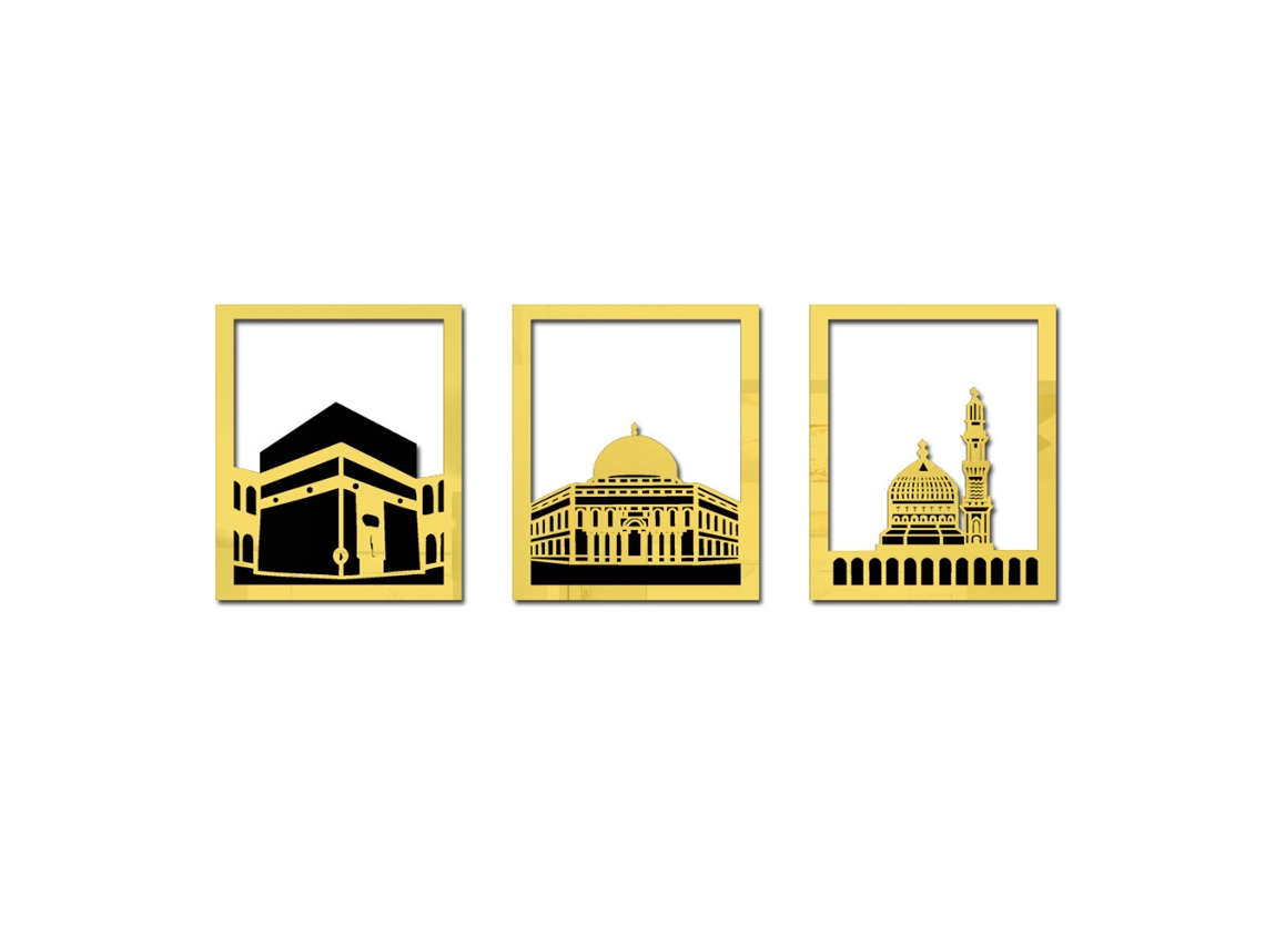 Adesivo 3d de Espelho de Acrílico Ouro Autoadesivo para Parede Decor Mosque Eid Mubarak S/MARCA