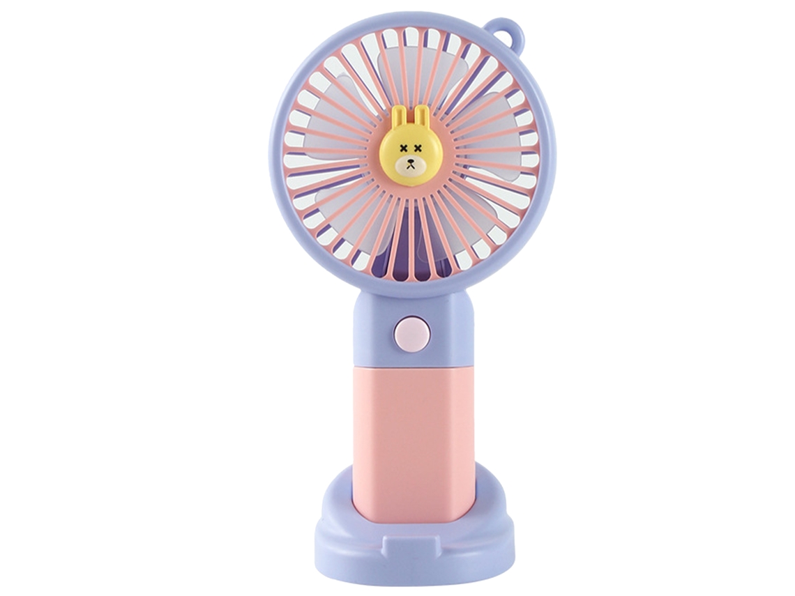 Ventilador Primerox Portátil Cute Cartoon Recarregável com Base para Estudantes Mesa