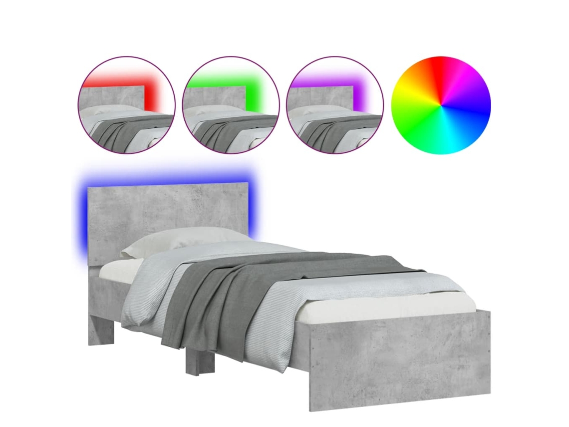Bed Frame, Bed Frames Vidaxl Cinzeto Madeira Processada