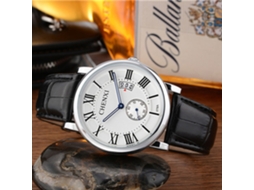 Relógio de quartzo casual para homens e mulheres com pulseira de couro PU (caixa branca para mulheres, mostrador branco)