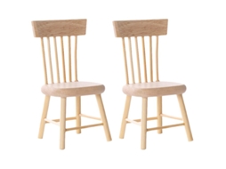 2pcs Cadeira De Madeira Em Miniatura Allinless
