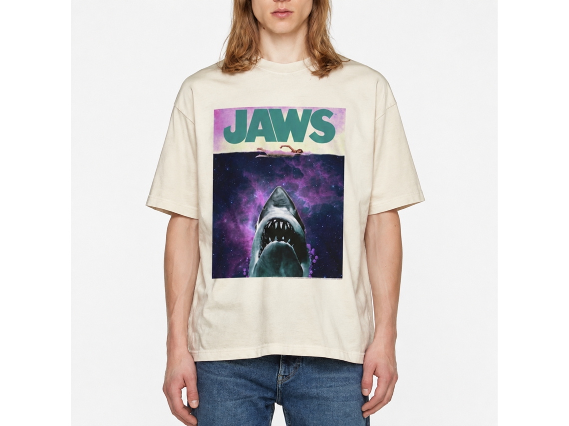 Rockinstone Jaws Movie Adventures Solid Natural Adult T-shirt Size:l
