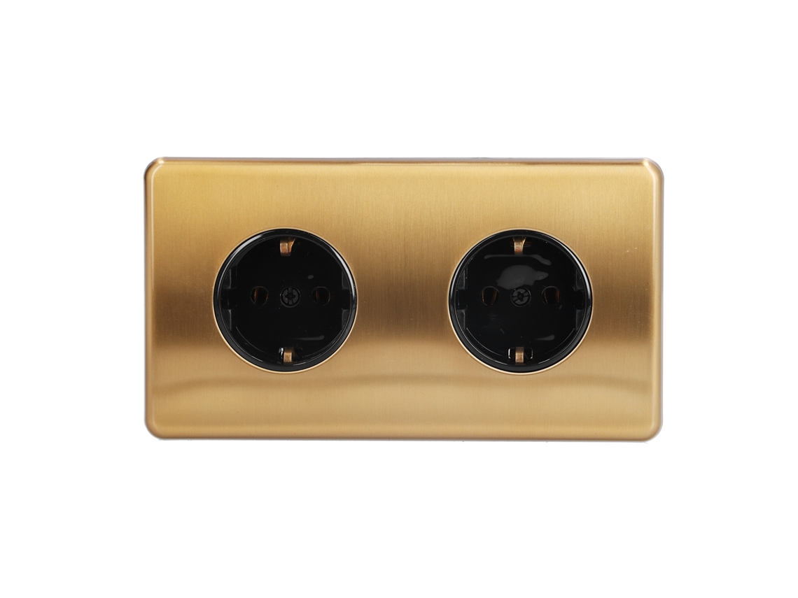 Tomada Dupla Alemã Aço Inox 250v 16a