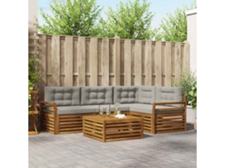 Vidaxl Conjunto De Sofás Para Exterior 5 Unid. Cinza Natural E Claro