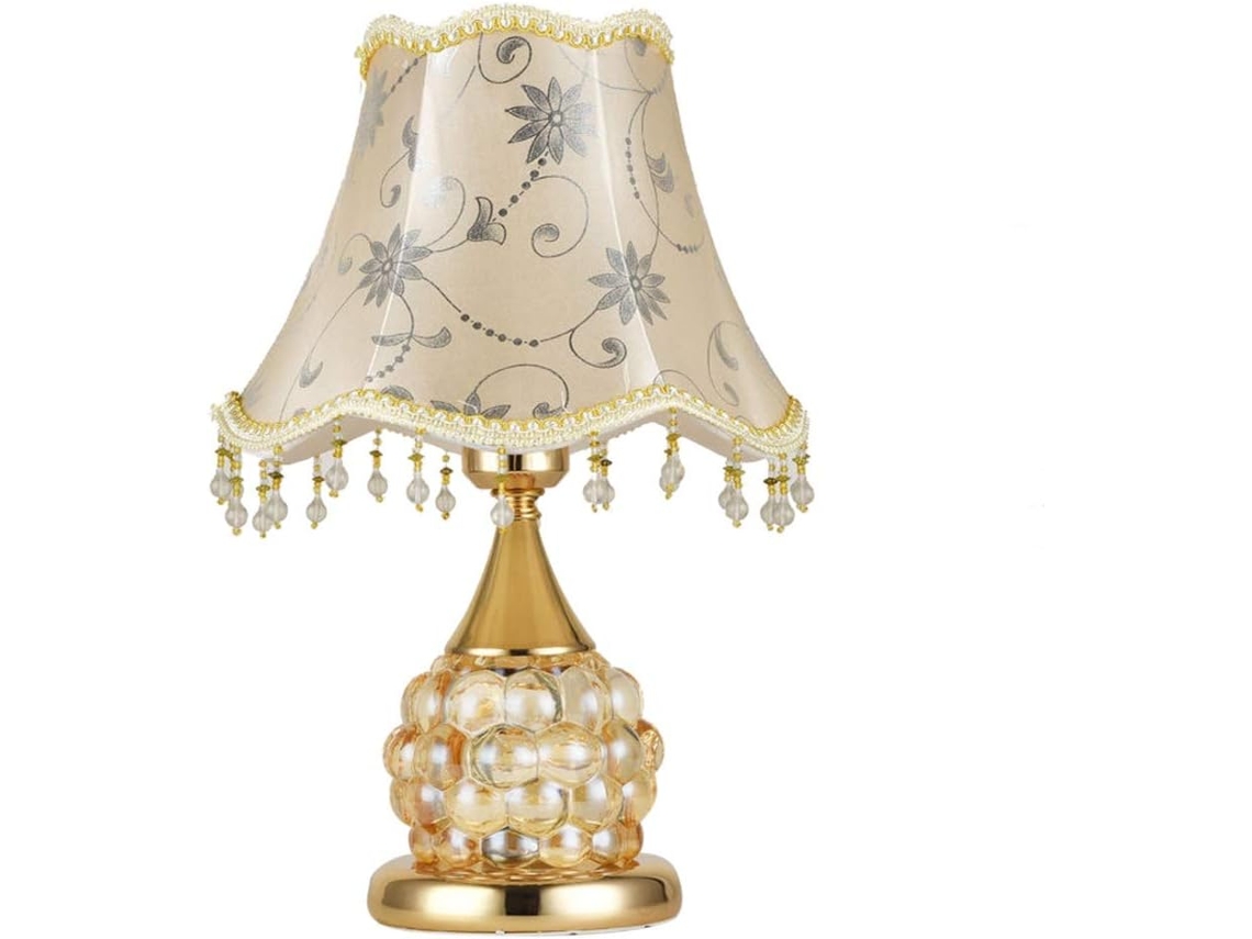 Abajur De Mesa Para Quarto, Dormitório, Luz Noturna, Pendente De Cristal Led, Luminária De Mesa Com Bordado Cristal