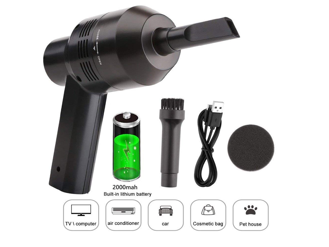 Aspirador De Pó Para Computador Com Alto Falantes, Limpeza, Carregamento Usb, Limpador De Computador Portátil Sem Fio Para Mesa. Brilvibera
