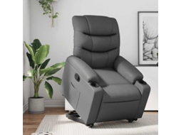 Vidaxl Poltrona Reclinável Elevatória Couro Artificial Cinzento