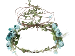 Tiara Floral Feminina, Tiara Azul Vintage Com Flores Artificiais.