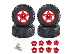 Conjunto de 4 Pneus e Jantes Todo o terreno Melhorados D232 para Modelos de Carros Rc de 1/8 e 1/10 Peças e Acessórios MDUG (short Course Truck)