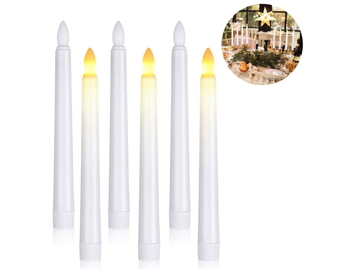 Conjunto De 6 Velas Led Sem Chama, Alimentadas Por Bateria E Com Controle Remoto, Perfeitas Para Decoração De Casa, Festas E Natal.