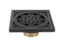 Ralo de chão de cobre anti insetos e odor para cozinha banheiro hotel preto 10x10cm | S/MARCA