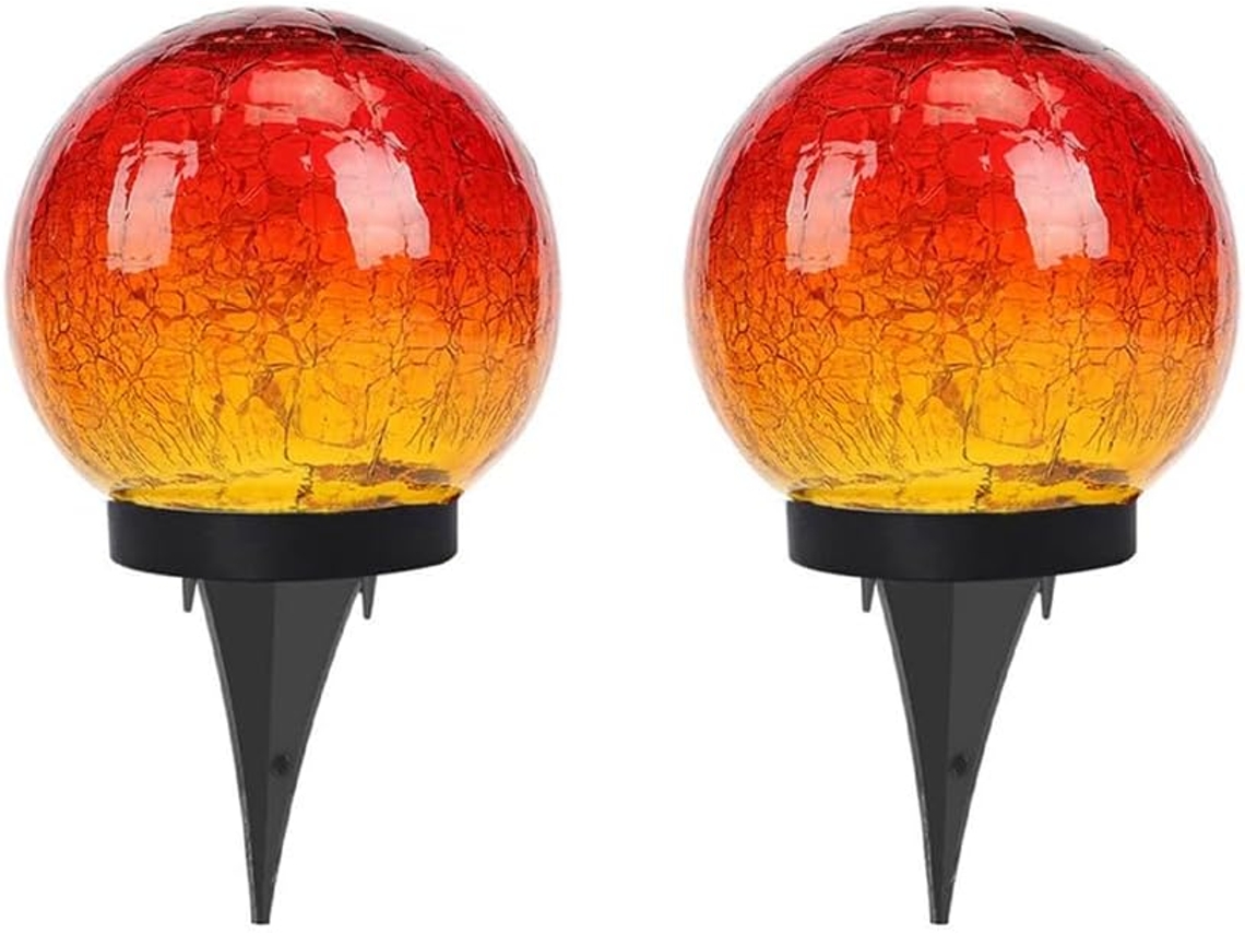 Conjunto De 2 Luminárias Solares Em Formato De Bola Para Decoração De Jardim Externo, Com Vidro Rach Gokoco