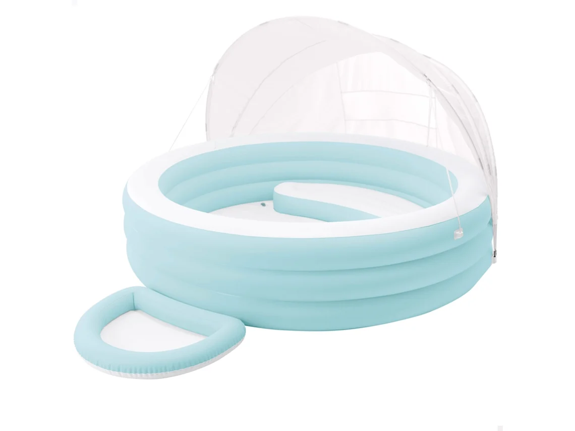 Piscina Inflável Com Assento E Cobertura Azul 277x221x137 Cm Intex