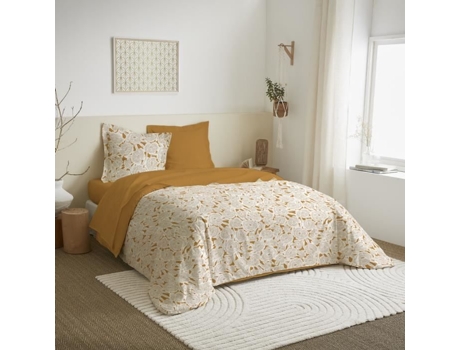 Conjunto de Lençol COTON PUR Cama Agathe Mostarda Algodão Multicor - 4pcs (190 cm)