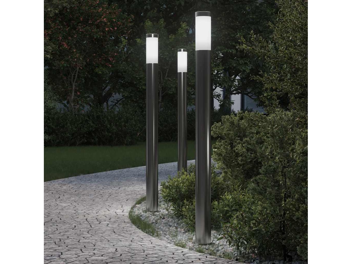 Vidaxl Luminárias De Balizador, 3 Peças, 110 Cm, Aço Inoxidável, Ip44